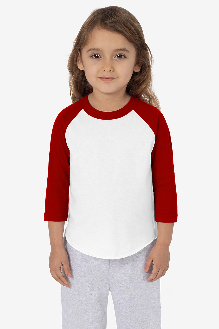Toddler 3/4 Slv Ply Ctn Raglan WHITE/RED