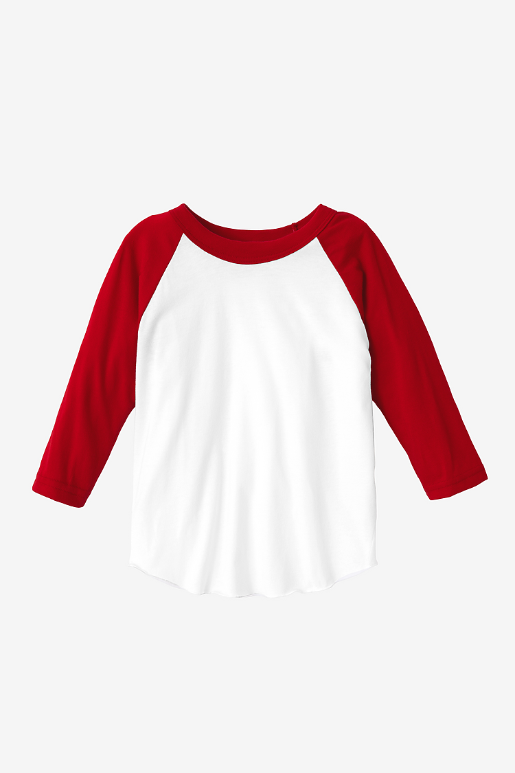 Toddler 3/4 Slv Ply Ctn Raglan WHITE/RED