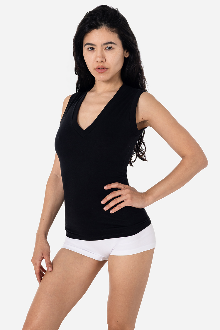 36/1 Sleeveless V Neck Black