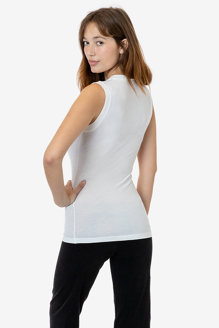 Poly Cotton Sleeveless V-Neck White