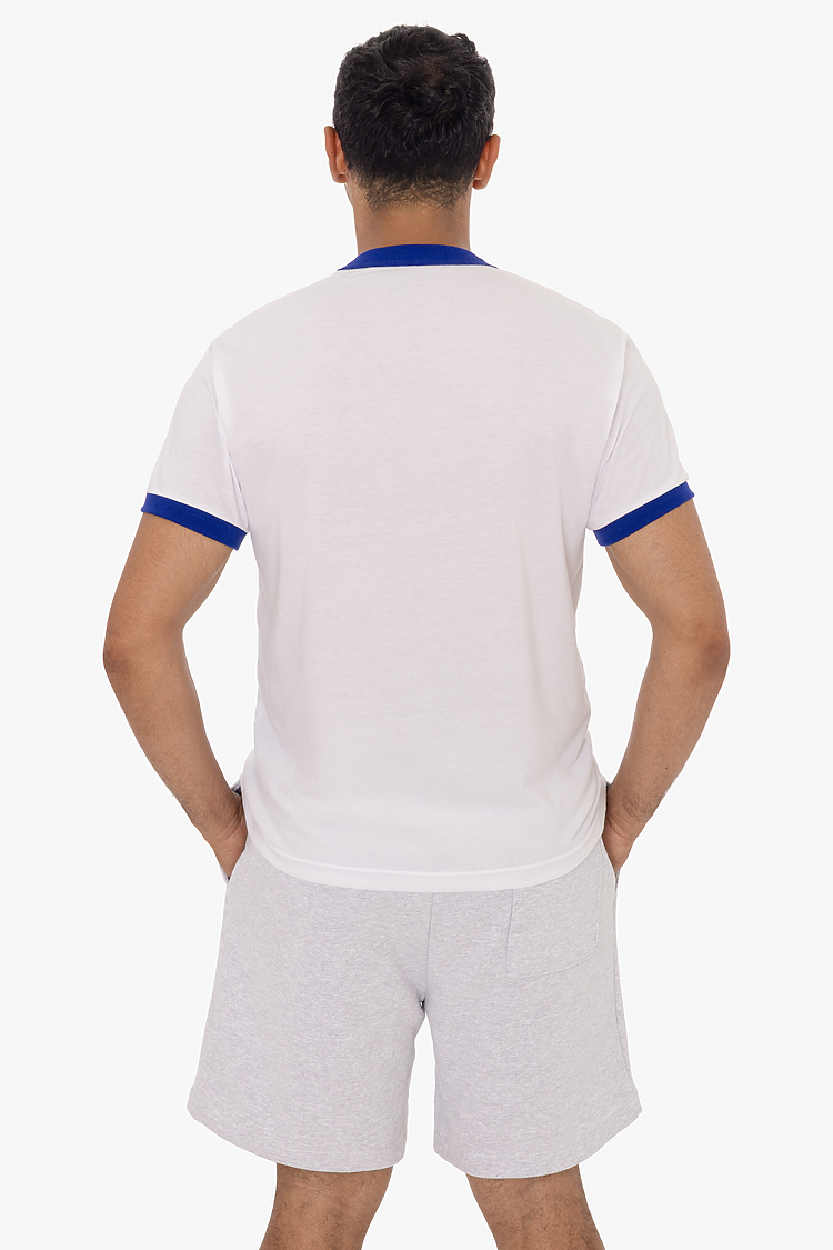 Mens Poly Cotton Ringer White/Lapis