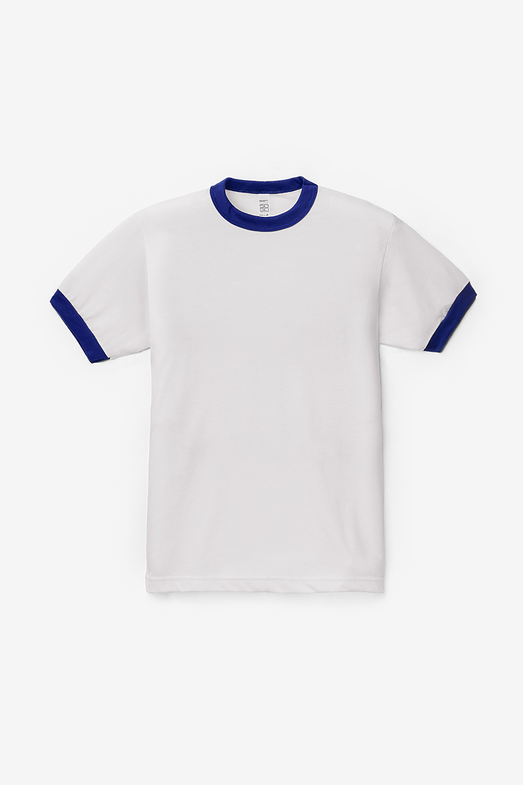 Mens Poly Cotton Ringer White/Lapis