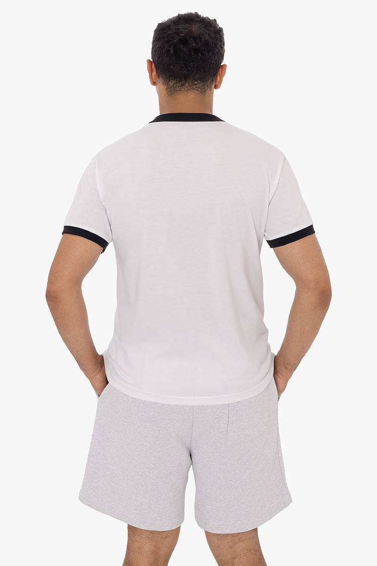 Mens Poly Cotton Ringer White/Black