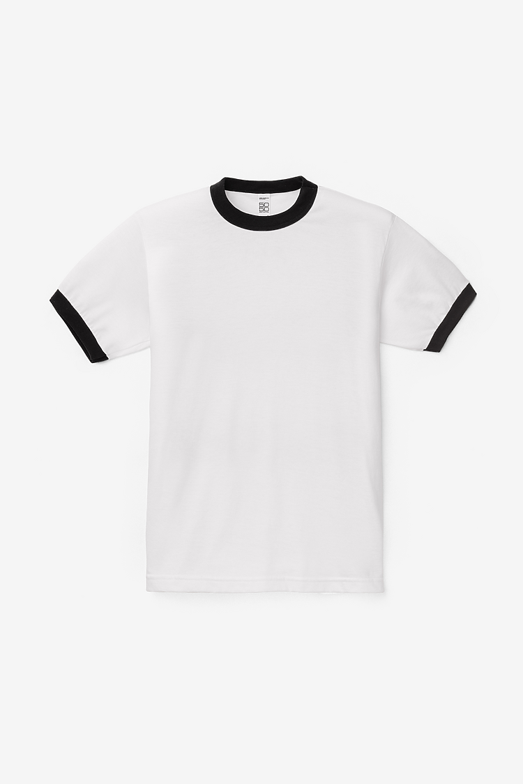 Mens Poly Cotton Ringer White/Black
