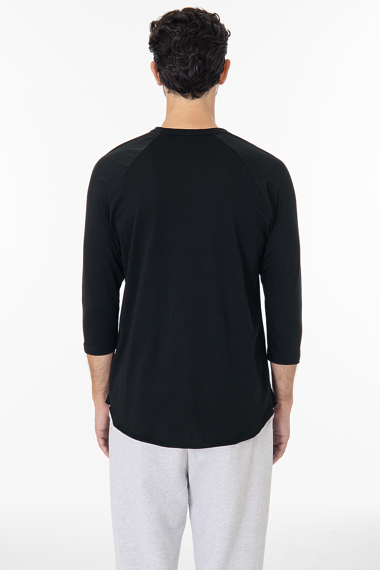 3/4 Slv Ctn Poly Raglan 3.8oz BLACK/BLACK