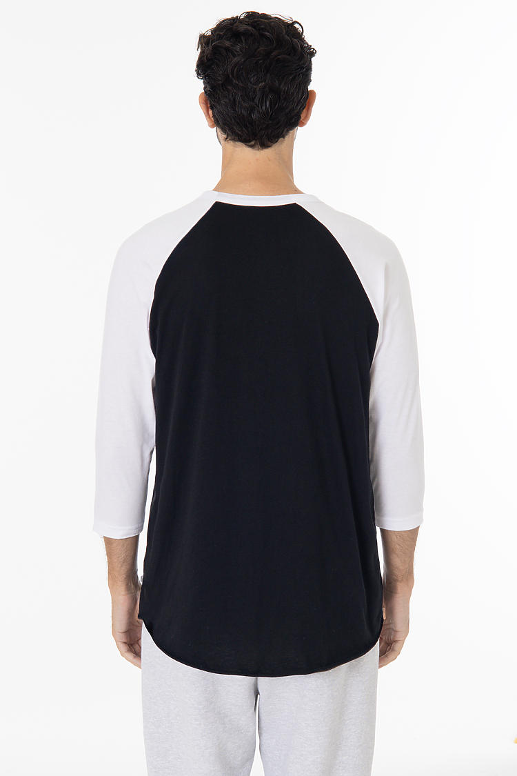 3/4 Slv Ctn Poly Raglan 3.8oz Black/White