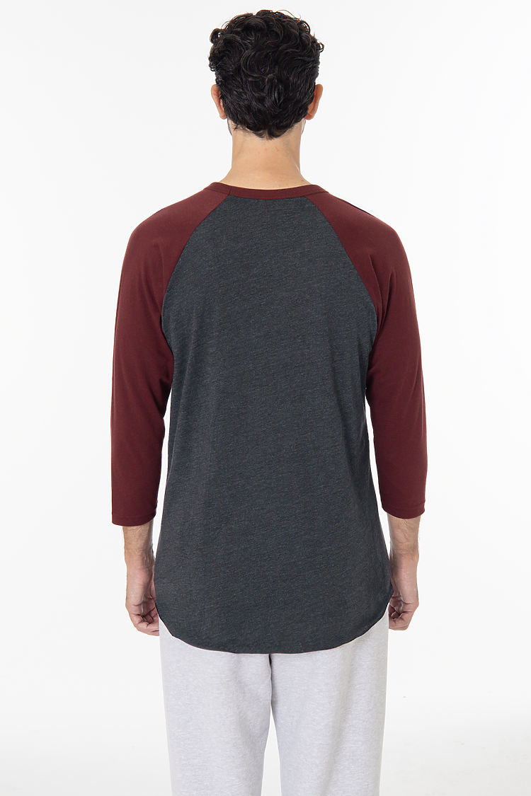 3/4 Slv Ctn Poly Raglan 3.8oz HEATHER BLACK/TRUFFLE