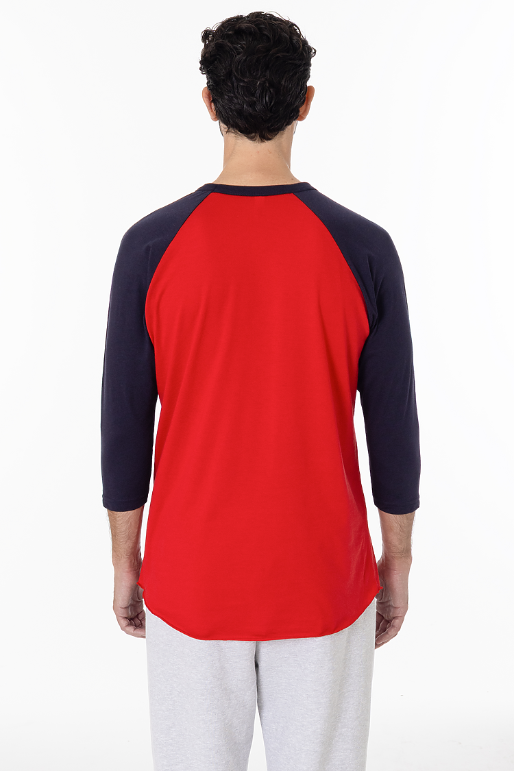 3/4 Slv Ctn Poly Raglan 3.8oz RED/NAVY
