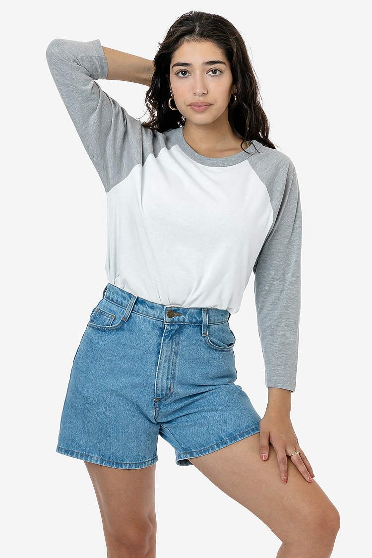 3/4 Slv Ctn Poly Raglan 3.8oz WHITE/HEATHER GREY