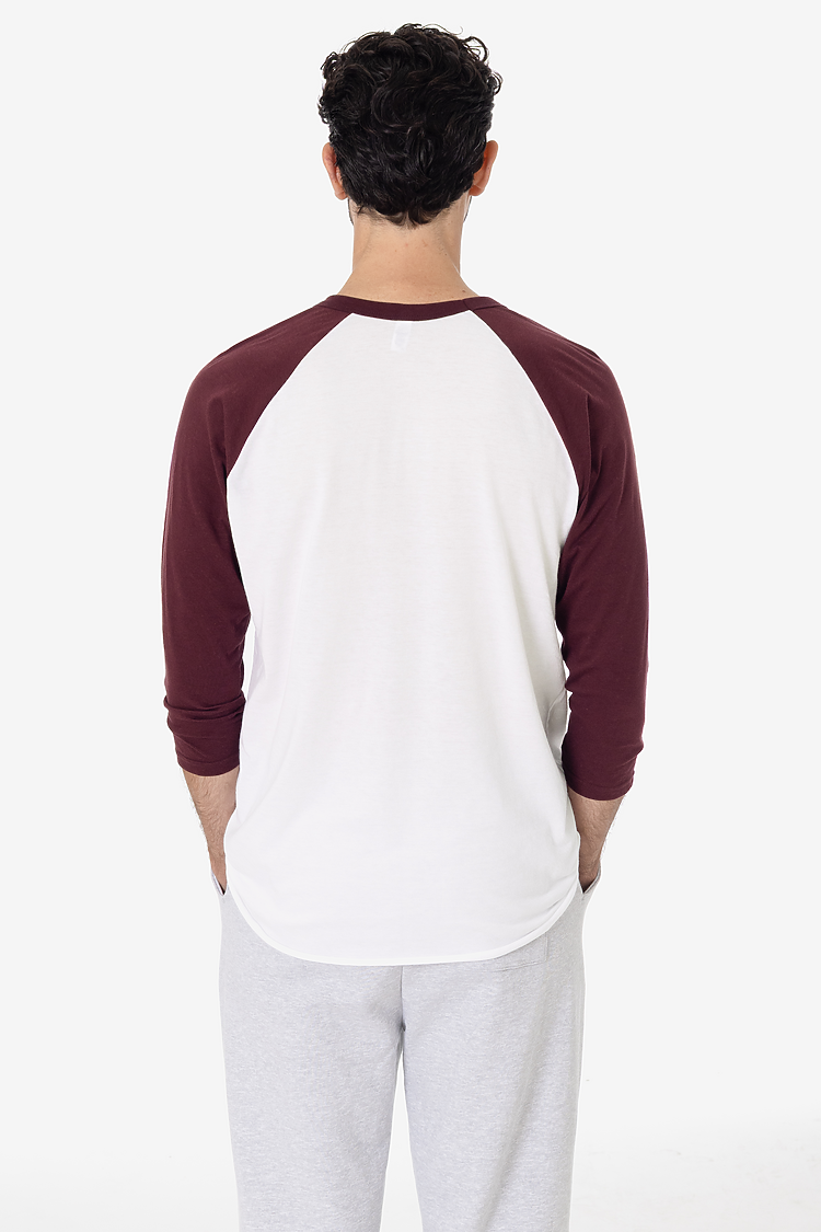 3/4 Slv Ctn Poly Raglan 3.8oz WHITE/TRUFFLE