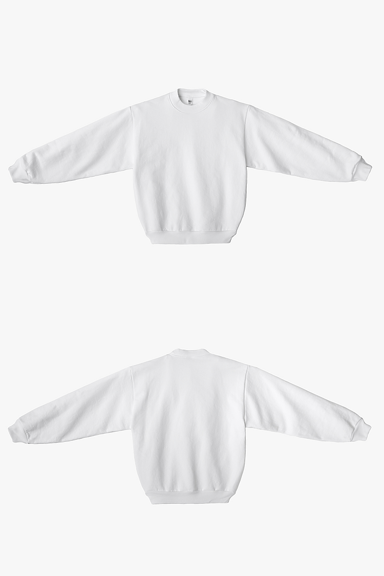 L/S Heavy Fleece PO Crew 14 oz White