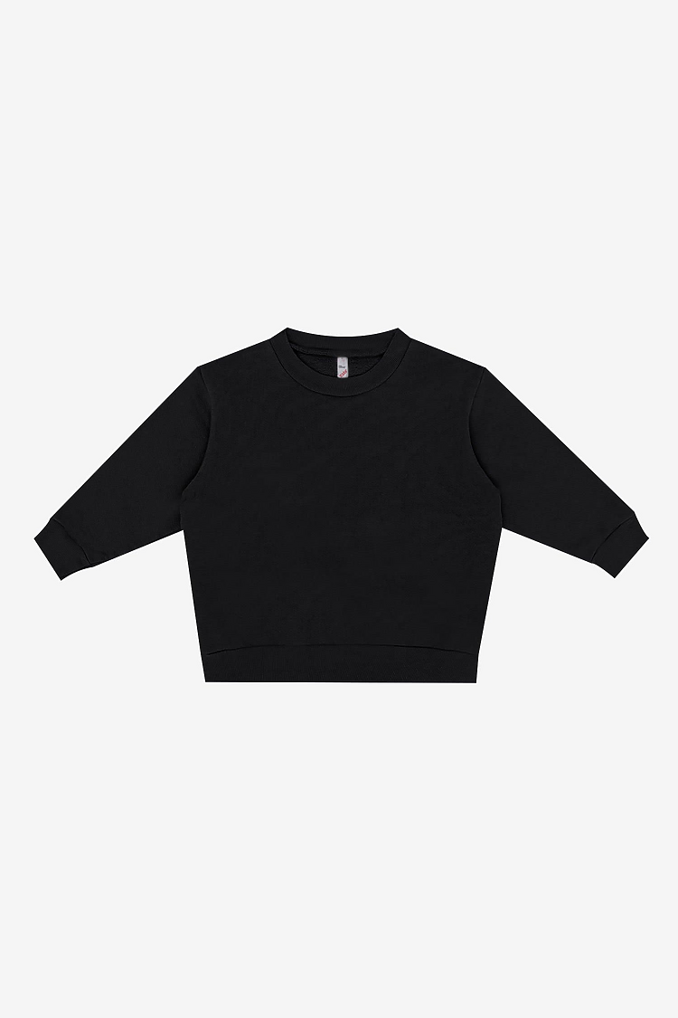 Kids Heavy Fleece Crew Black