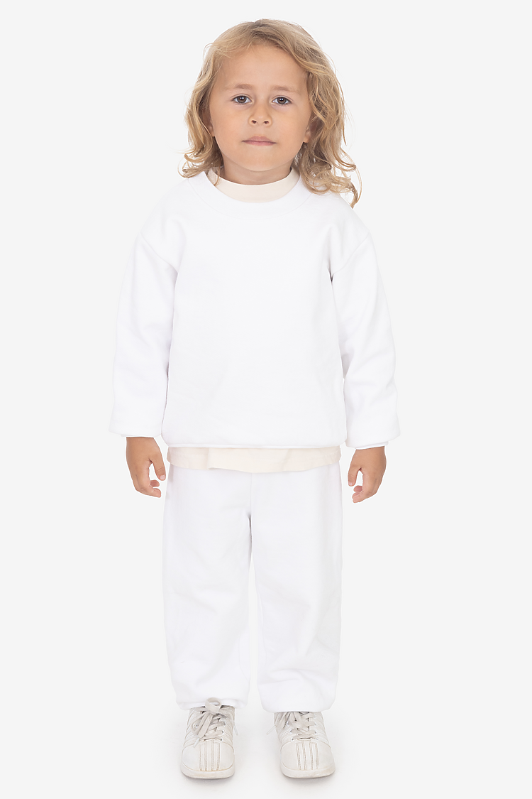 Kids Heavy Fleece Crew White