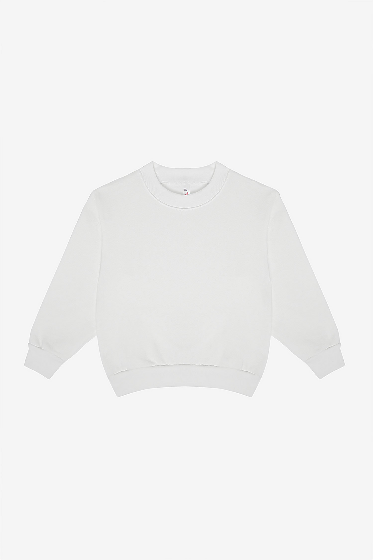 Kids Heavy Fleece Crew White