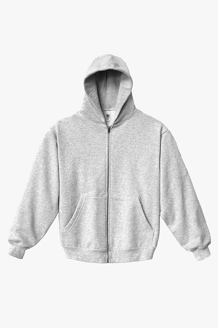 L/S Heavy Fleece Zip Up 14 oz ASH