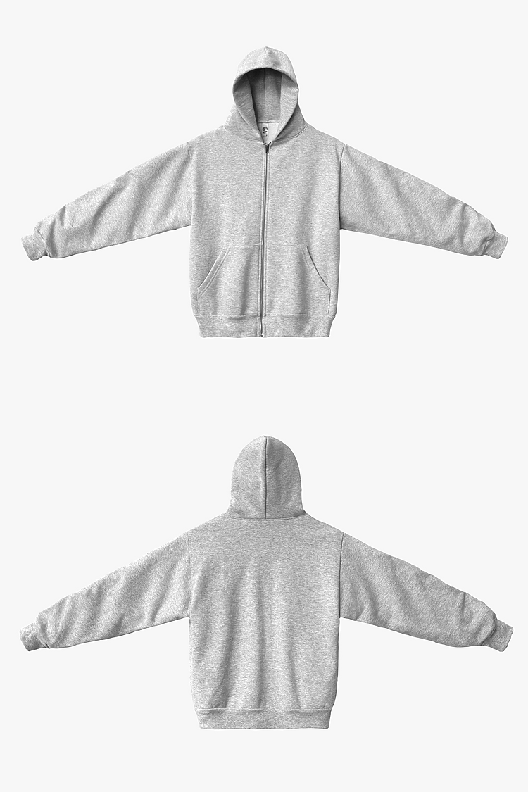 L/S Heavy Fleece Zip Up 14 oz ASH