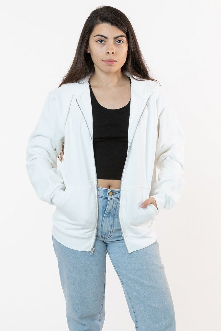 L/S Heavy Fleece Zip Up 14 oz White