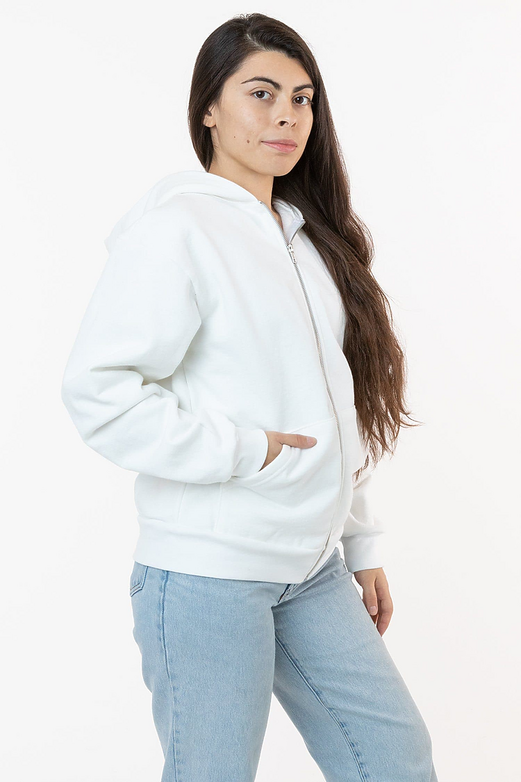 L/S Heavy Fleece Zip Up 14 oz White