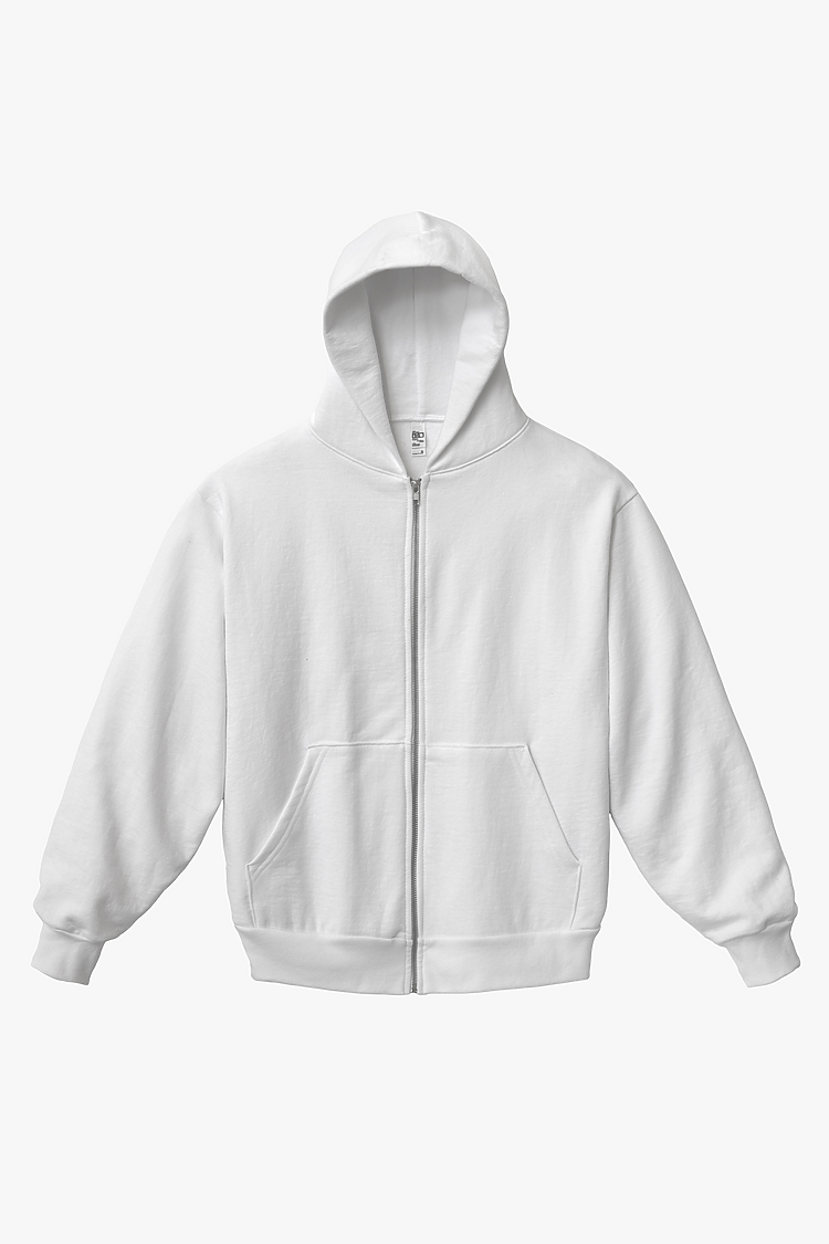 L/S Heavy Fleece Zip Up 14 oz White
