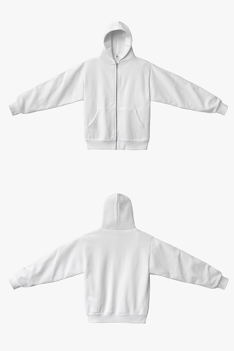 L/S Heavy Fleece Zip Up 14 oz White