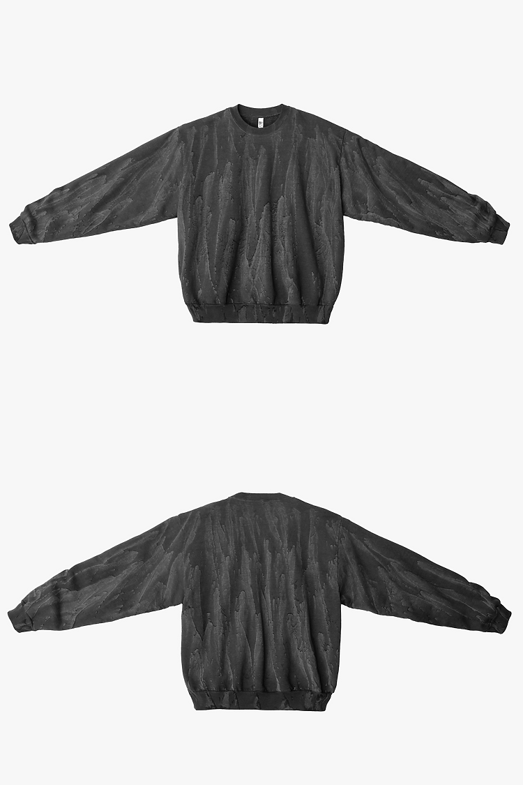 14oz Fleece Crewneck Drip Dye BLACK