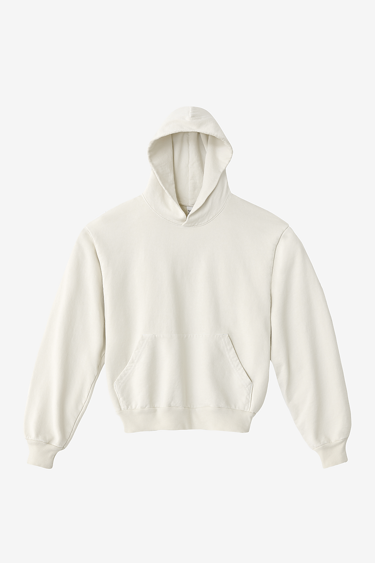 L/S Heavy Fleece Hood PO 14 oz CREME