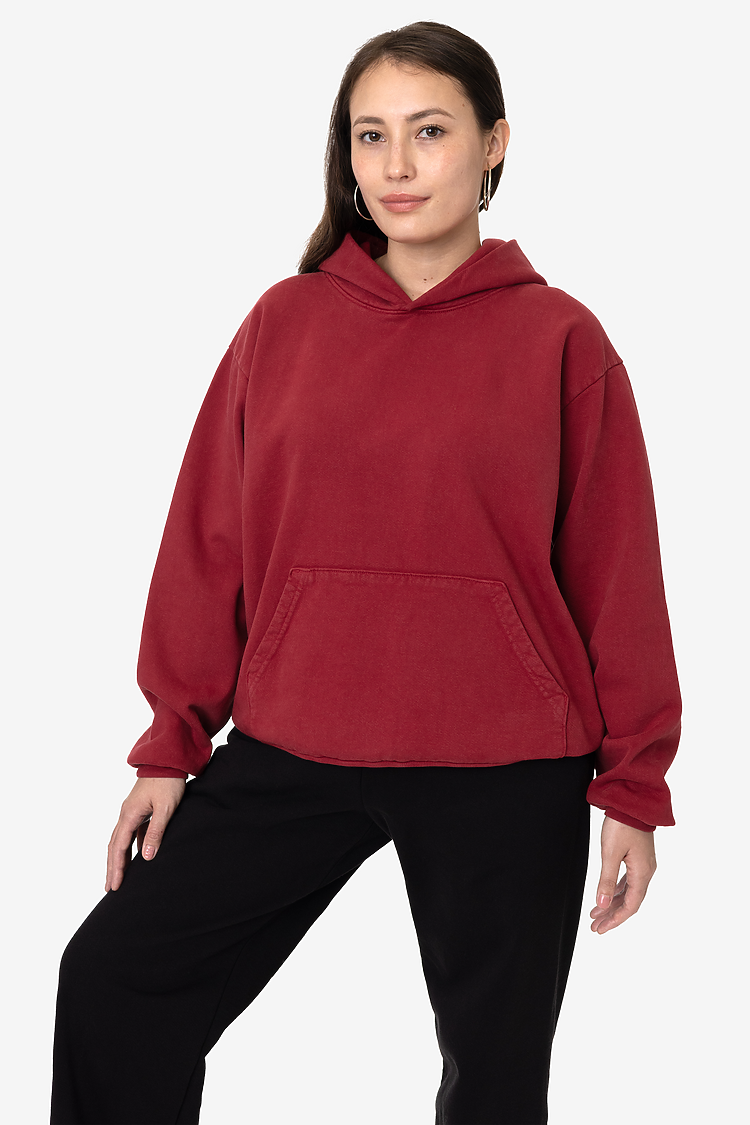 L/S Heavy Fleece Hood PO 14 oz DARK RED