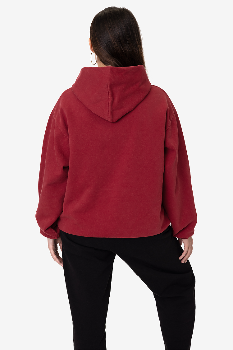 L/S Heavy Fleece Hood PO 14 oz DARK RED