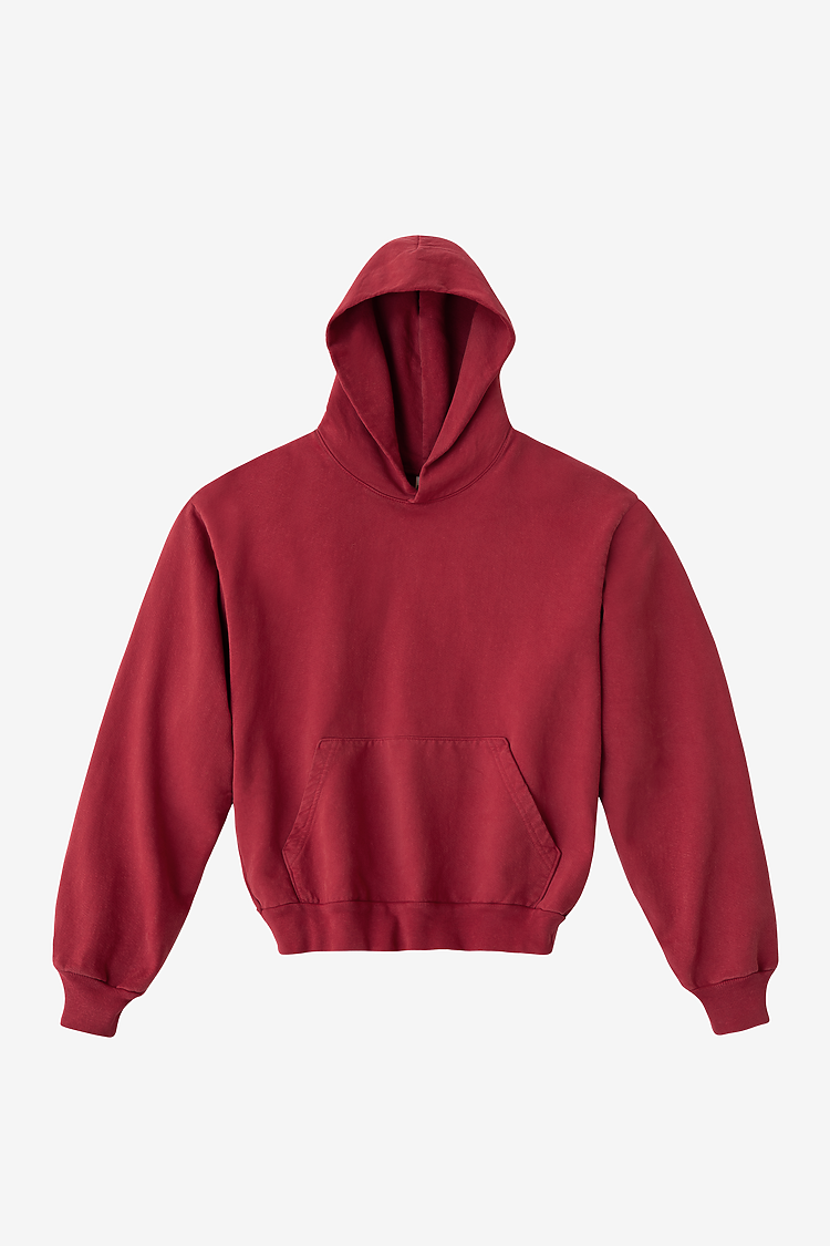 L/S Heavy Fleece Hood PO 14 oz DARK RED