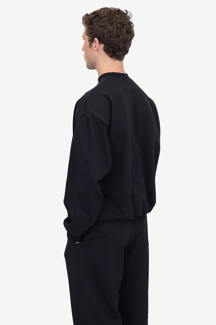 10oz Fleece Wide Crew Black