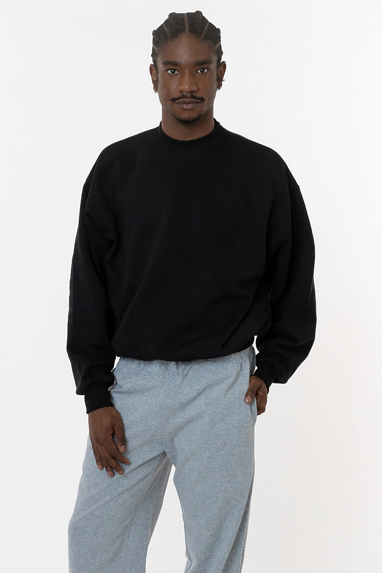 10oz Fleece Wide Crew Black