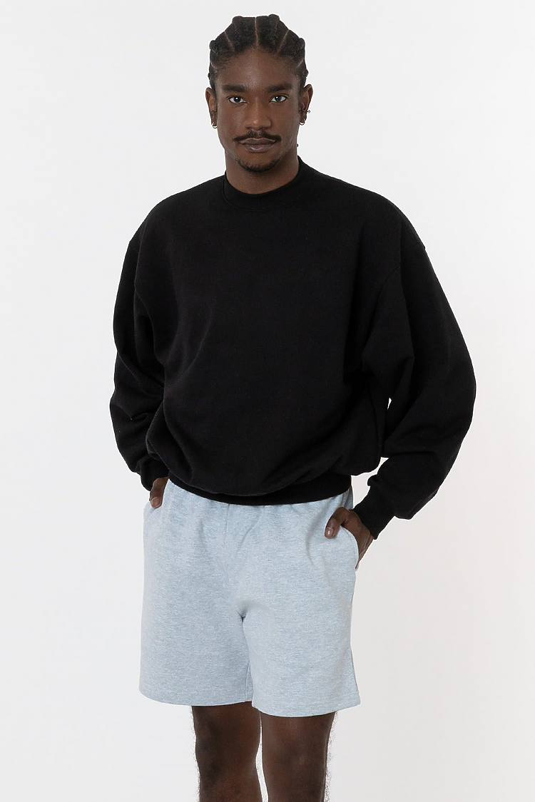 10oz Fleece Wide Crew Black