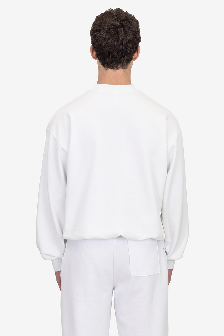 10oz Fleece Wide Crew White