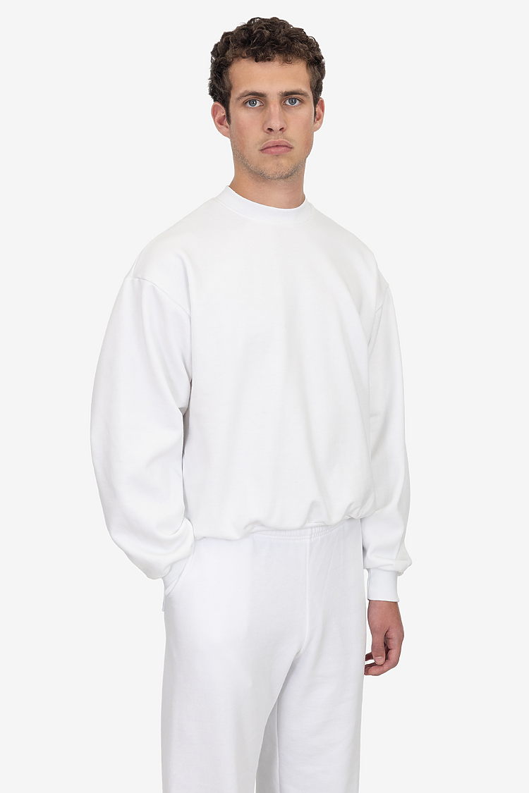 10oz Fleece Wide Crew White