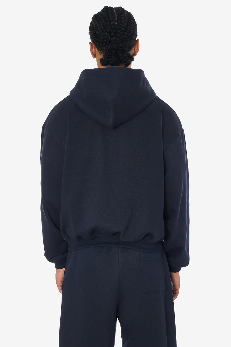 Mid-Weight Crop Zip Hoodie Navy