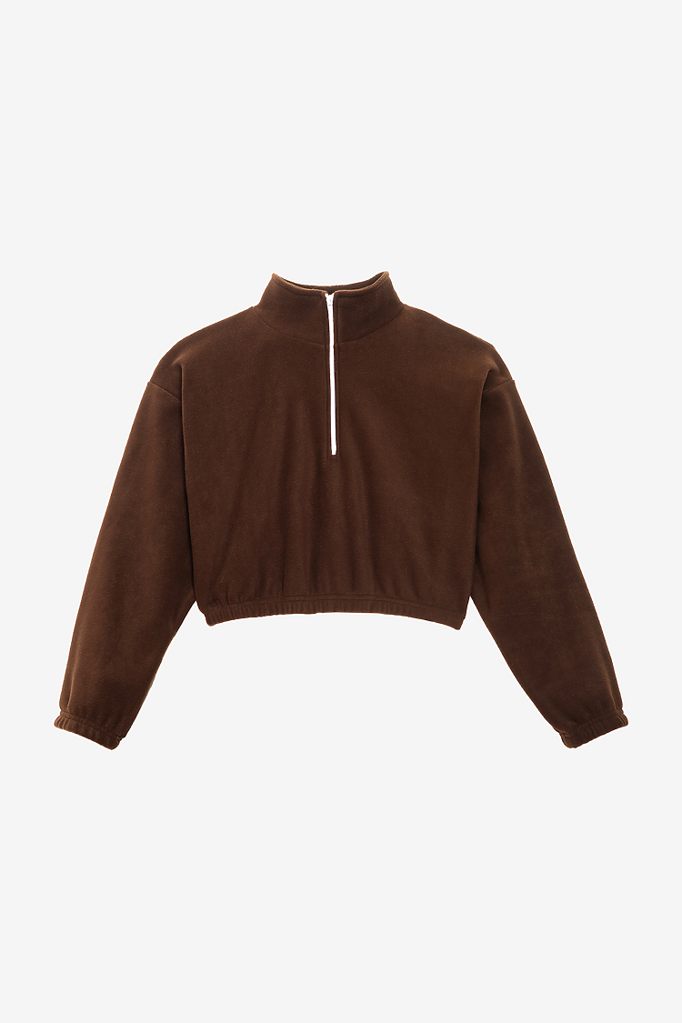 Fleece 1/4 Zip Up BROWN