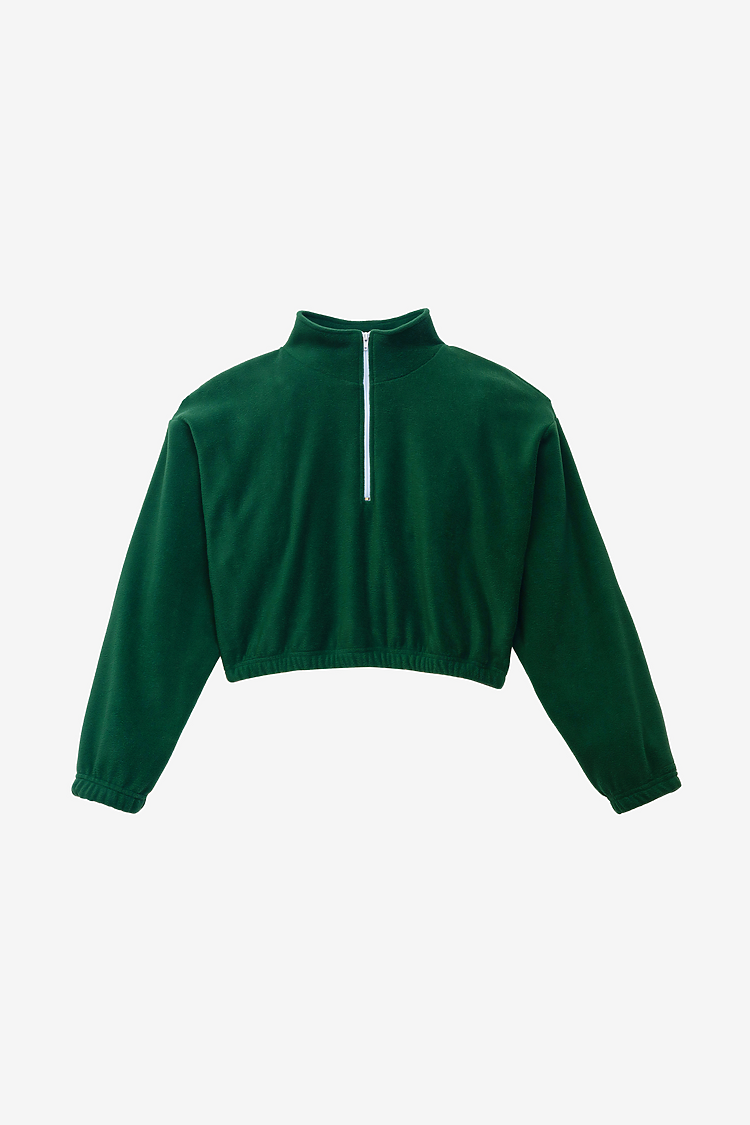 Fleece 1/4 Zip Up FOREST GREEN