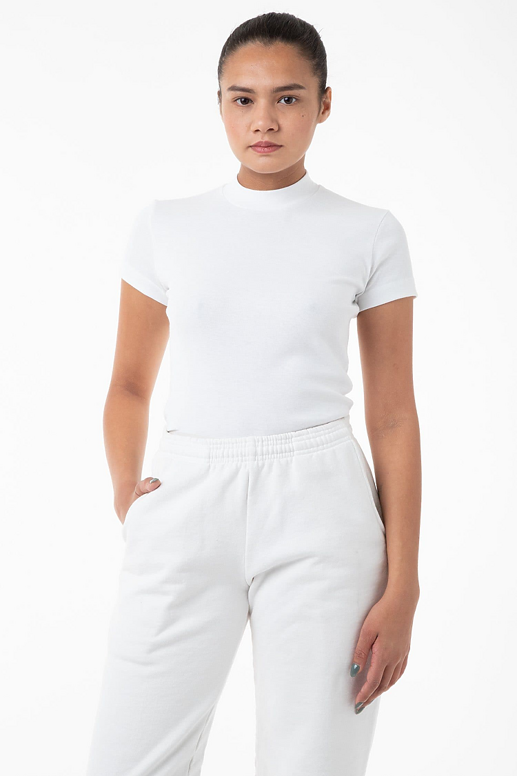 BABY RIB MOCKNECK TEE WHITE