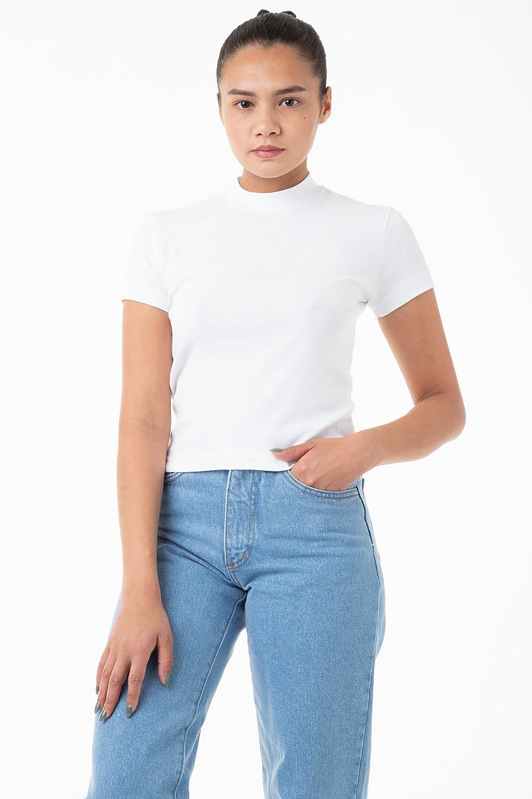 BABY RIB MOCKNECK TEE WHITE