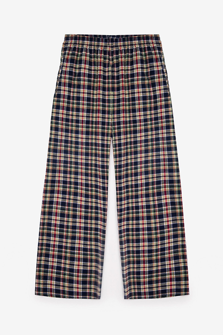 Cotton Flannel Lounge Pant Navy/Gold/Red Plaid