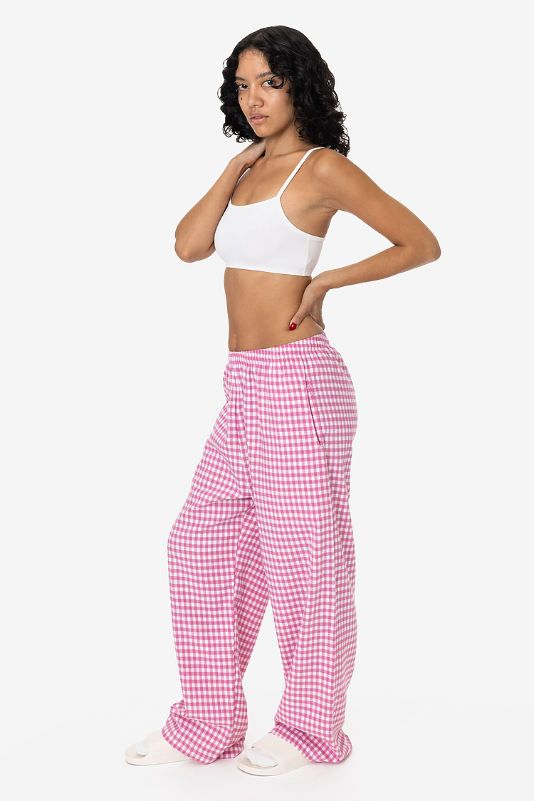 Cotton Flannel Lounge Pant Pink/White Plaid