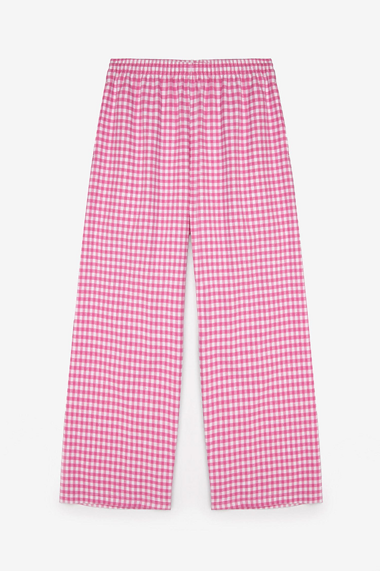Cotton Flannel Lounge Pant Pink/White Plaid