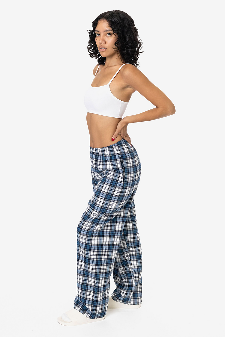 Cotton Flannel Lounge Pant White/Blue/Nvy Plaid