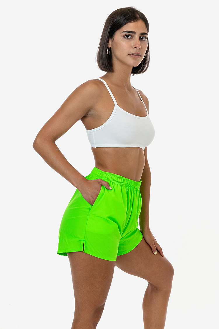 Nylon Taffeta Track Shorts Hot Lime