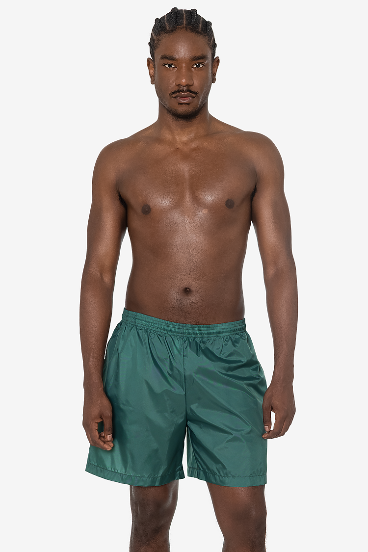 Nylon Taffeta Wide Shorts Blue Algae