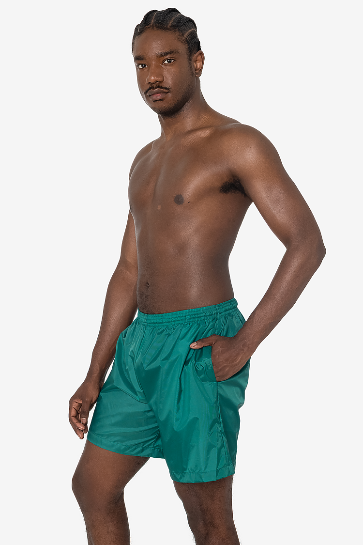 Nylon Taffeta Wide Shorts Dark Cyan