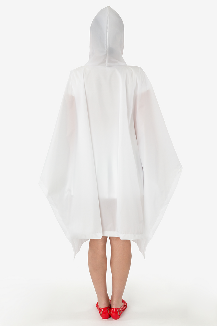 Hooded Nylon Rain Poncho White