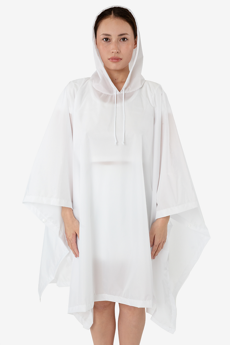 Hooded Nylon Rain Poncho White