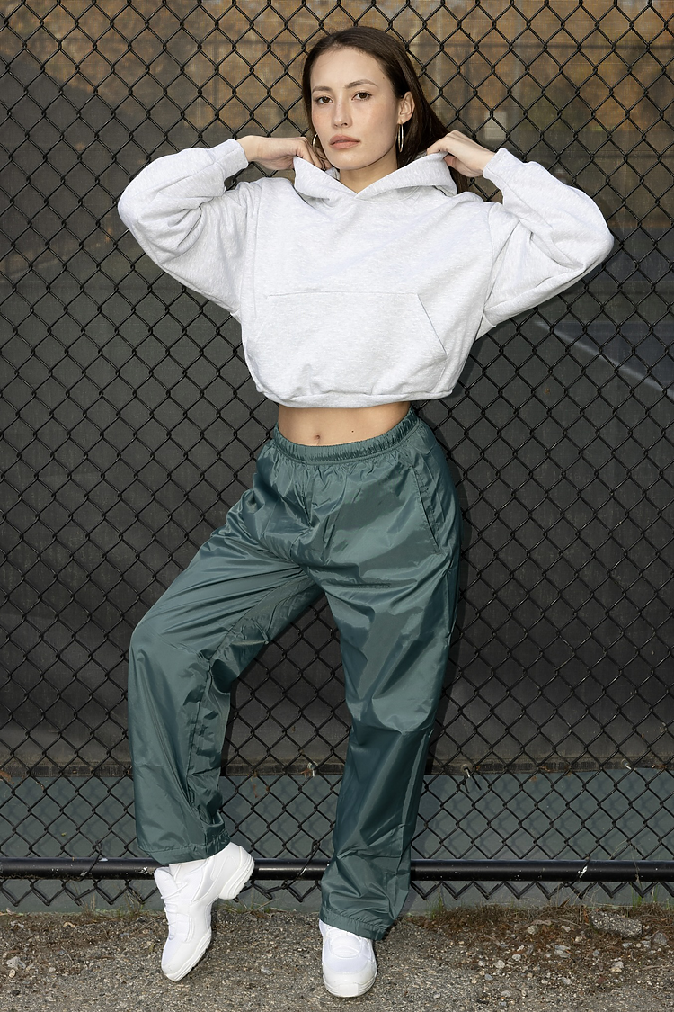Wide Leg Nylon Taffeta Pant Agave