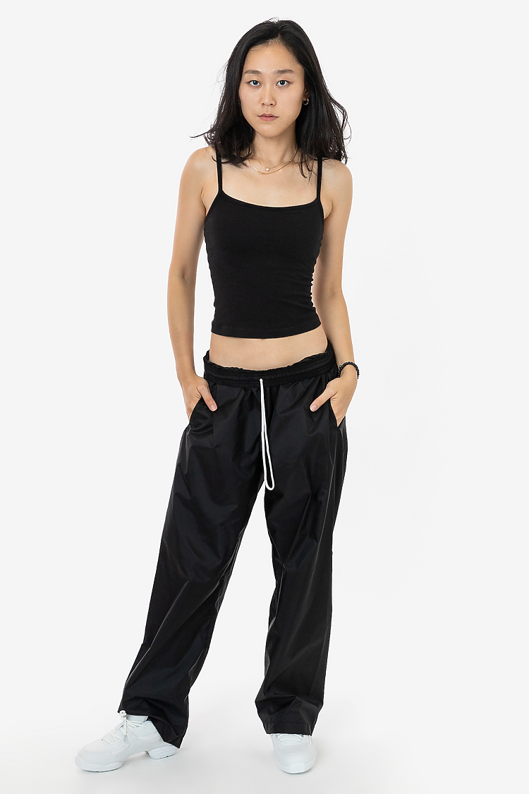 Wide Leg Nylon Taffeta Pant Black